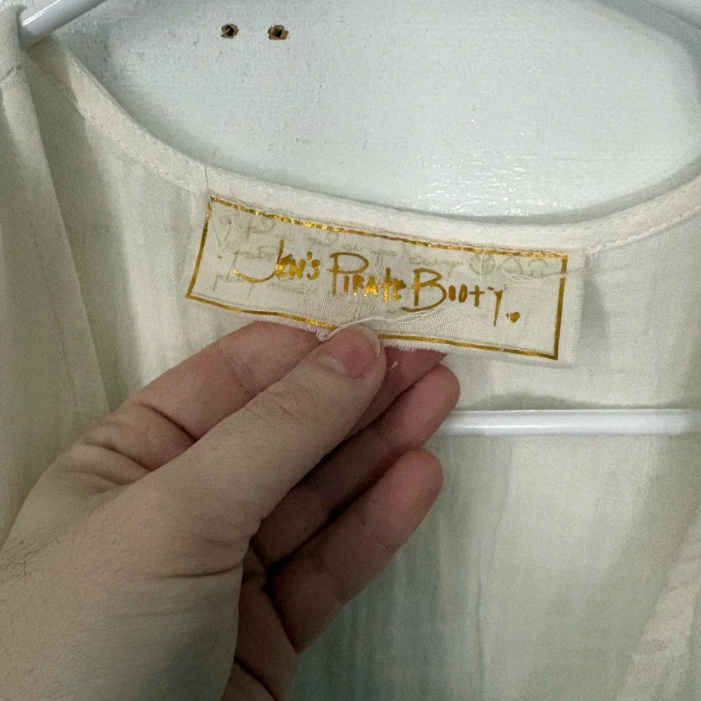 Jen’s Pirate Booty Free People Off-White Ivory Cotton Jumpsuit, Size Small (S) - Picture 3 of 10